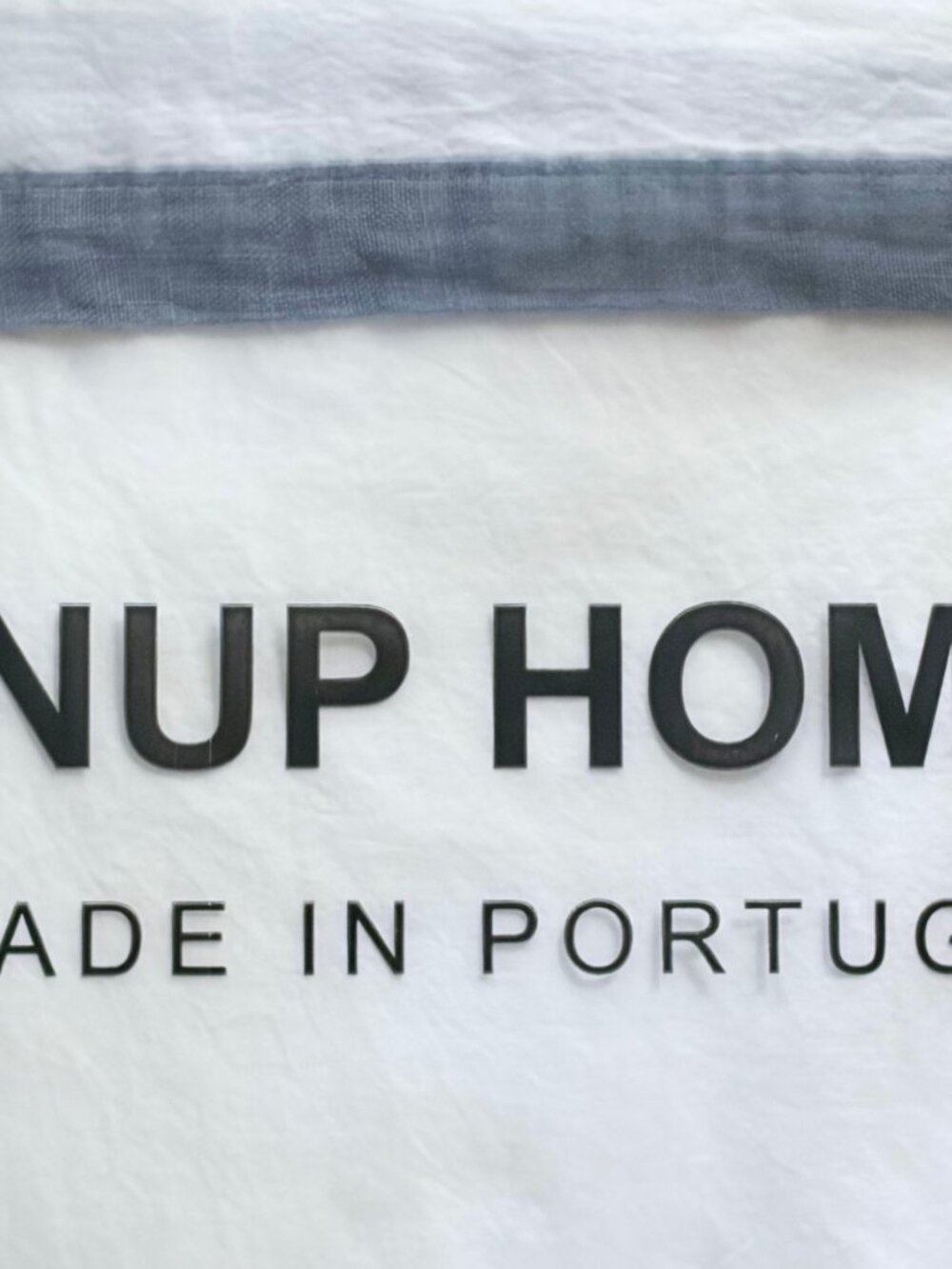 INUP HOME Queen Size Washed Cotton Percale Sheet Set (With Blue Gray Band) - Picture 6 of 8